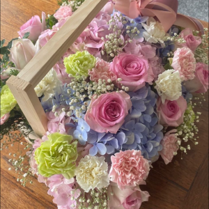 Mix flowers in a basket