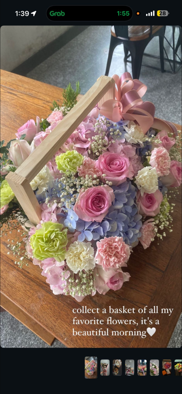 Mix flowers in a basket