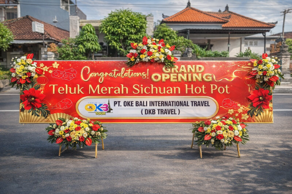 Customizable Congratulations Flower Board 4m x 1m – Adjustable Color & Wording for Any Occasion | Bali